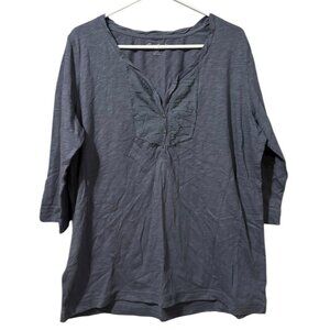Eddie Bauer Women Size 2XL Outdoor Tunic Shirt‎ Ruffle 3/4 Sleeve Lightweight